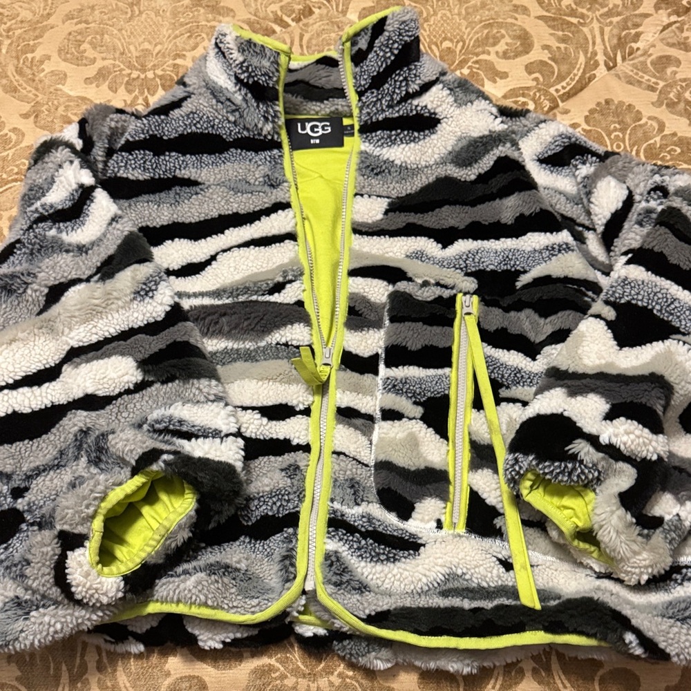 UGG  Fleece Jacket - Black, Gray, and Neon Yellow